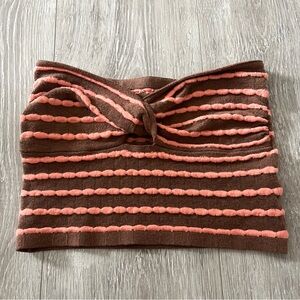 Aerie Brown and Pink Strapless Bandeau Top
